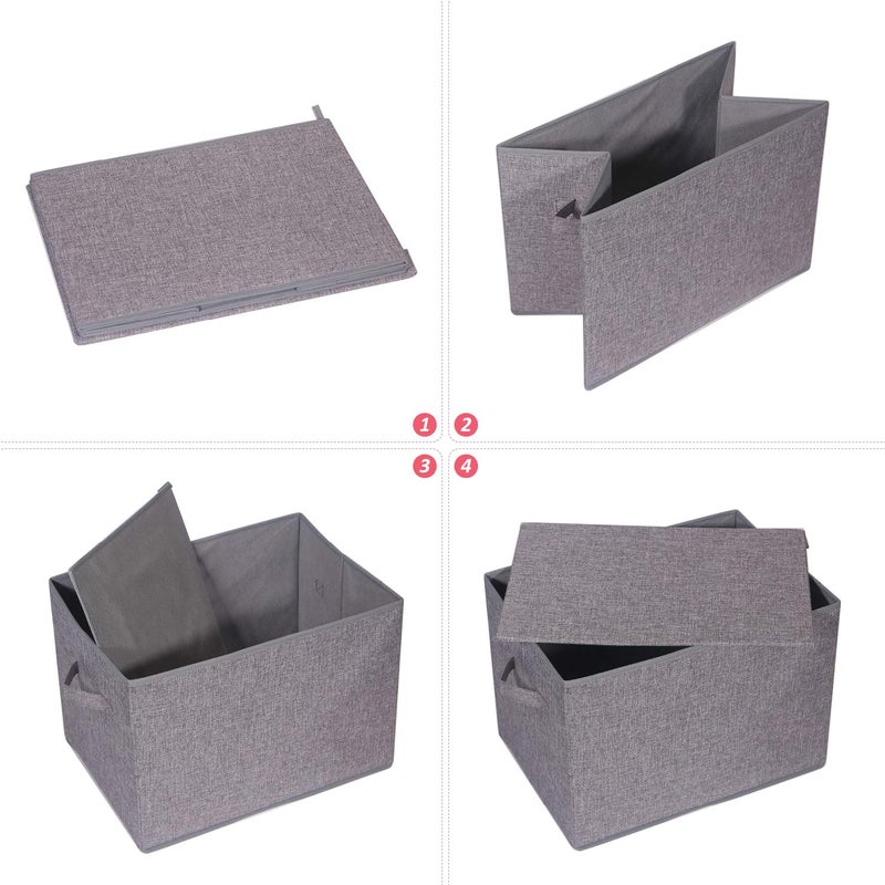 TENABORT 2 Pack Large Foldable Storage Box with Lids Fabric Storage Cube Organizer Cloth Containers Bins Baskets for Closet Clothes Clothing Bed Room - Image 5